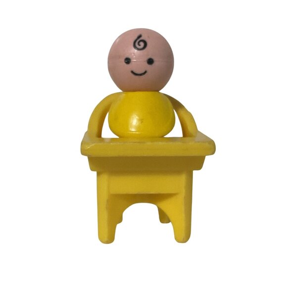 Vintage Fisher Price Little People Baby Infant Yellow High Chair #761 Nursery - Picture 1 of 5